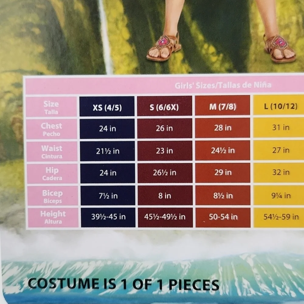 Disney Moana 2 Girls Classic Costume Dress S(6/6X)